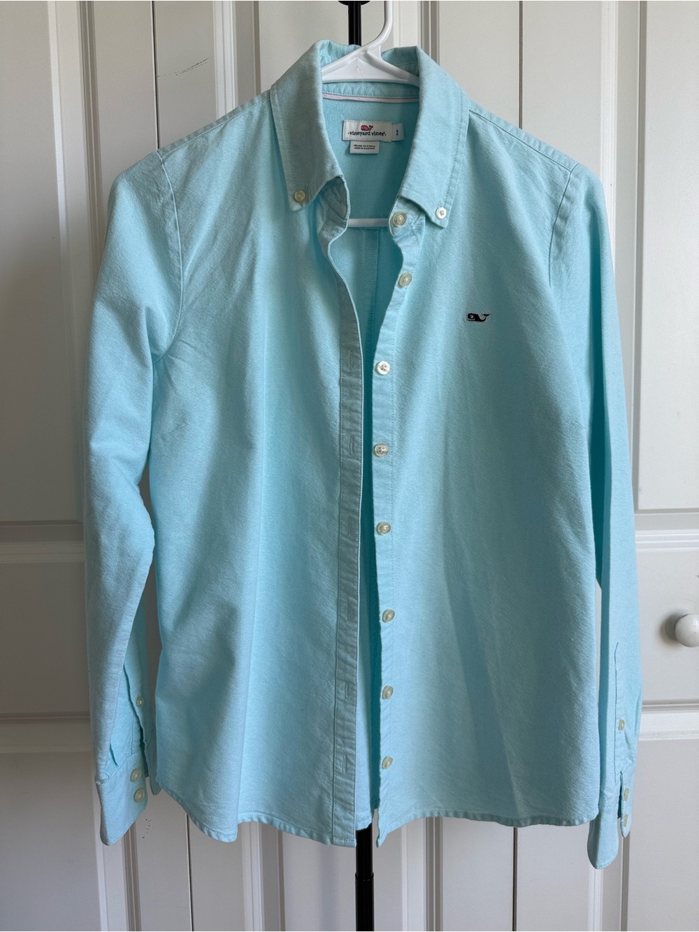 Vineyard Vines Aqua Blue Oxford Button Down Shirt Size 2